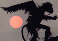 winged monkey at sunset